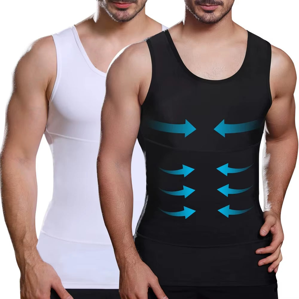 Men'S Compression Shirts Tank Tops Undershirts Mens Slimming Body Shaper Vest Sleeveless Abdomen Slim Vest Fitness Workout