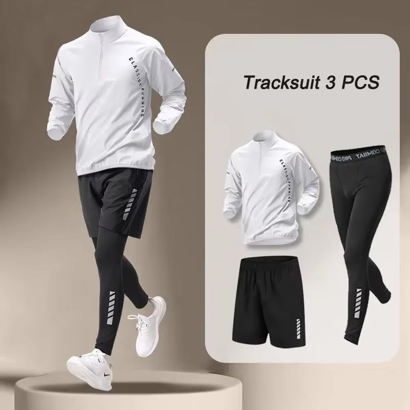 2025 Summer Men'S Quick Dry Jacket Suit 1-4 Piece Outdoor Fitness Running Sets Sports Jogging Pants Workout Clothes Sportswear