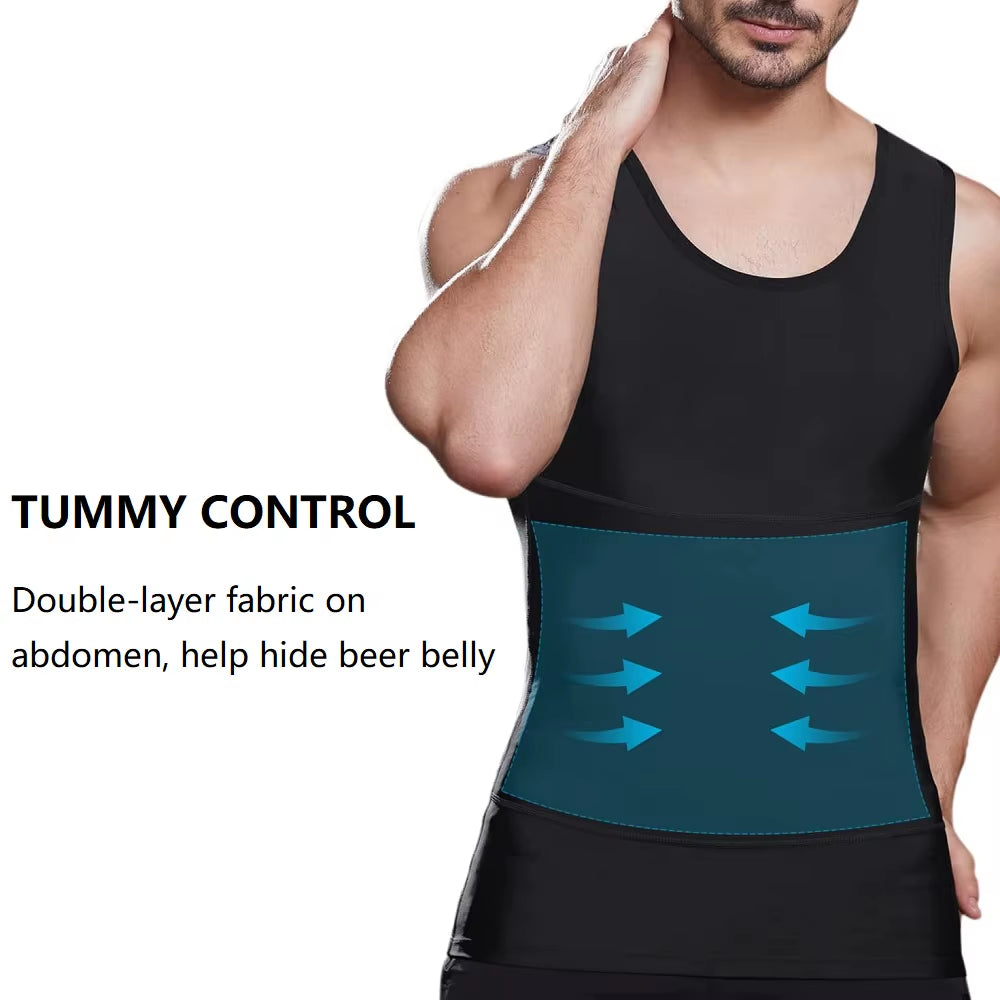 Men'S Compression Shirts Tank Tops Undershirts Mens Slimming Body Shaper Vest Sleeveless Abdomen Slim Vest Fitness Workout