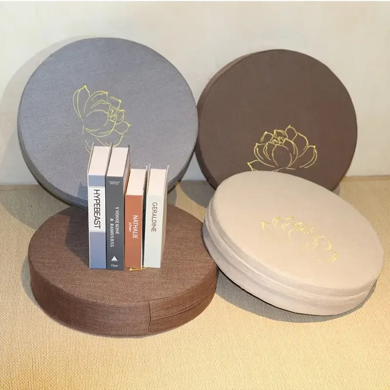 40X6CM Yoga Meditation Linen Cushion Hard Lotus Texture Meditation