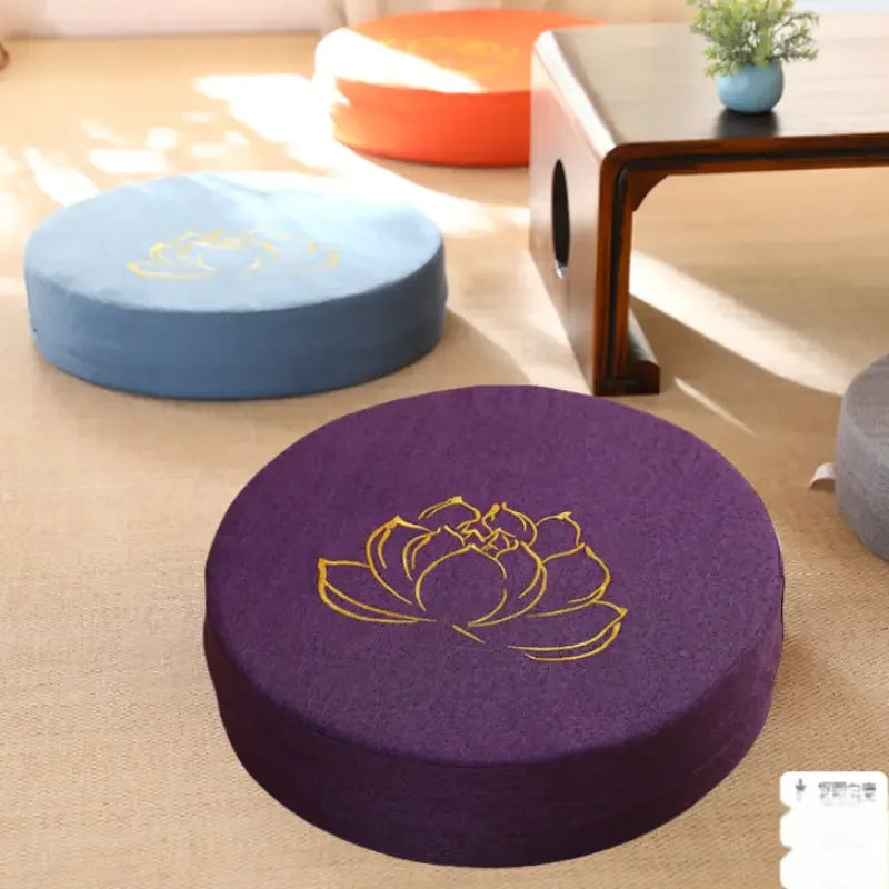 40X6CM Yoga Meditation Linen Cushion Hard Lotus Texture Meditation